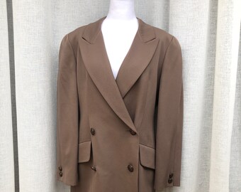 Vintage Mirrors of Krizia light brown sand color double breasted wool  blazer