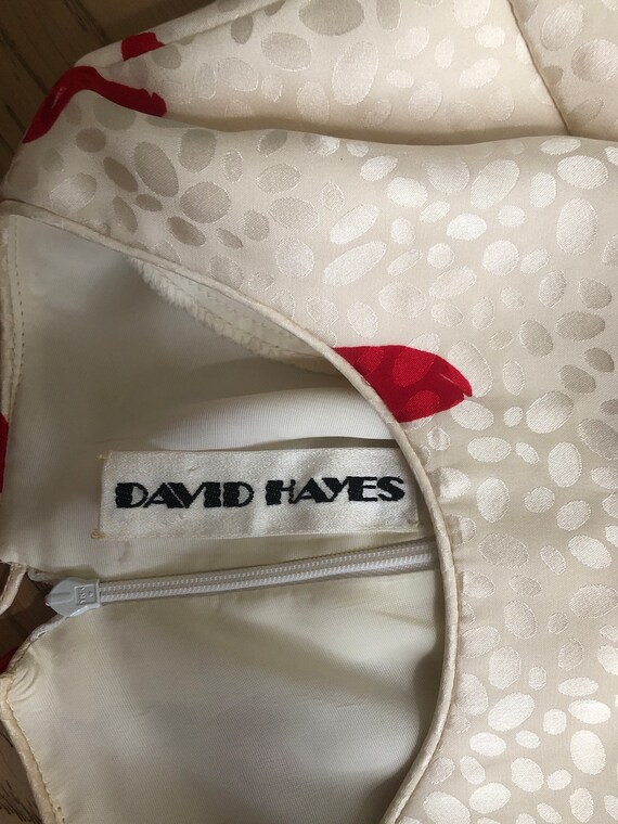 David Hayes Ivory Silk Brocade Shift Dress with r… - image 6