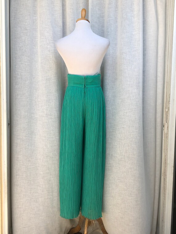 Mary McFadden Pleats Plisse Emerald Green high wa… - image 5