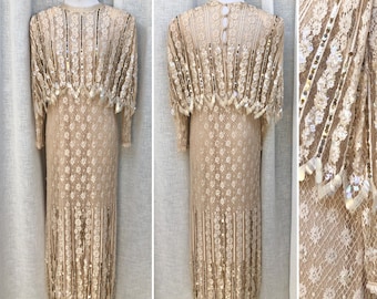 Vintage Rina di’Montella silk lace overlay floral dress
