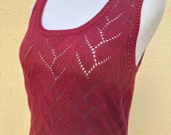 Vintage knitted burgundy red evening top