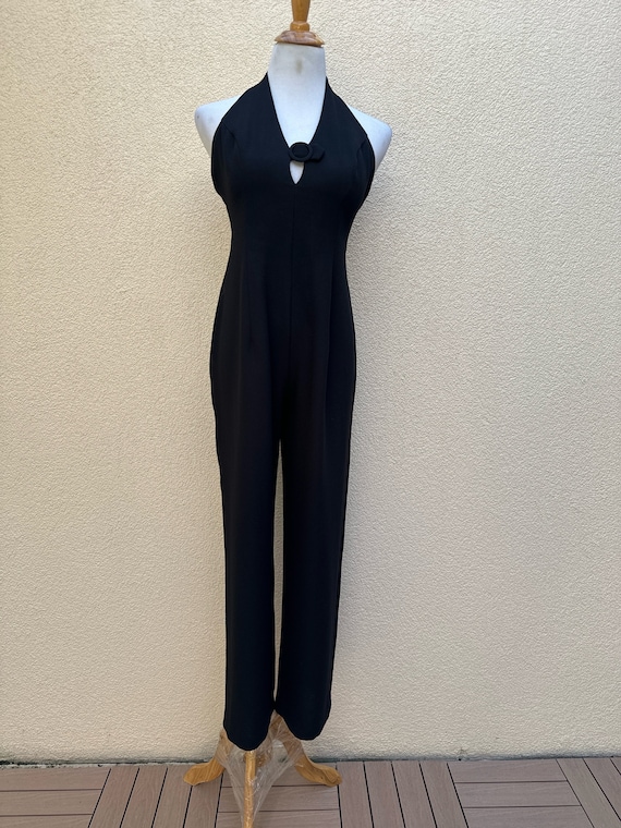 1990’s Cue Design Black Halter Jumpsuit - image 1