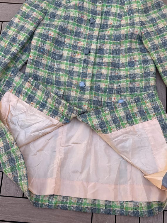 1960 mint green plaid button down single breasted… - image 9