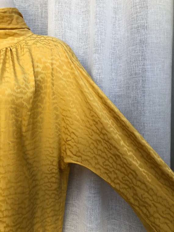 Mustard Yellow brocade silk blouse with bat wings sle… Gem
