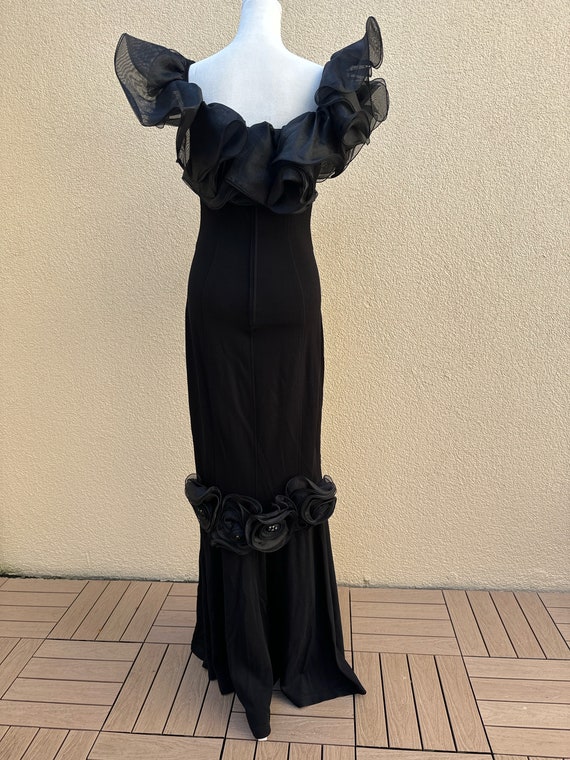 Lillie Rubin Black Ruffled Sweetheart Neckline Ev… - image 3