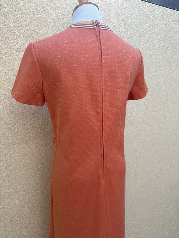 1960’s orange coral Crewneck T-shirt Dress in  Po… - image 5