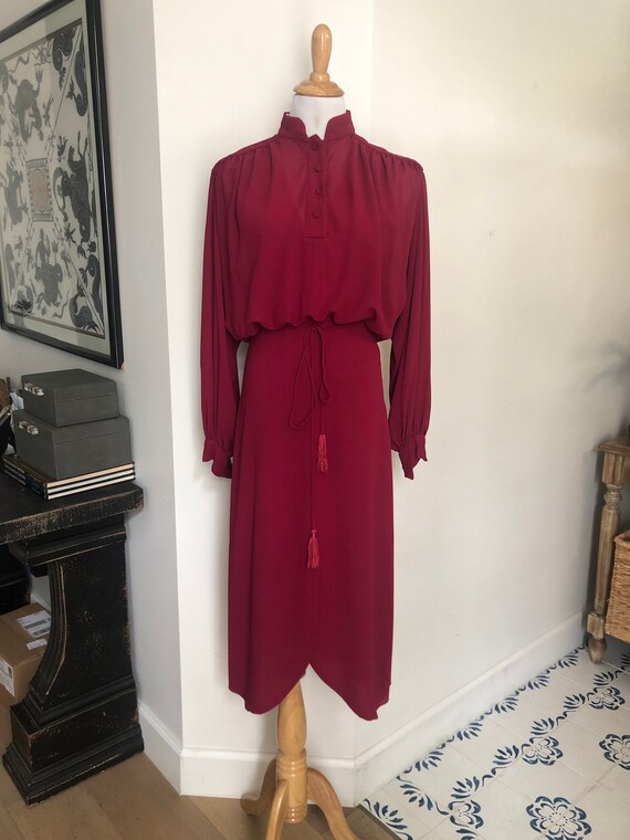 Mignon raspberry color midi long sleeve dress - image 2