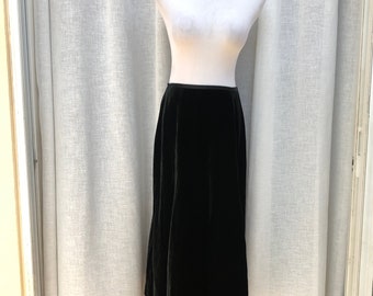 Rena Rowan black velvet high waisted maxi skirt