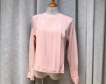 ADOLFO NY (USA made) pink blouse with pleated detail in the front