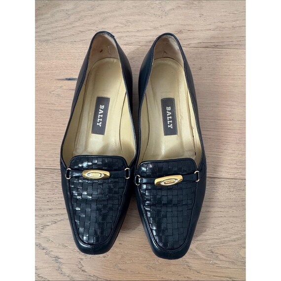 Bally, Bally Vanessa Woven Leather Loafers in black basket-weave leather
