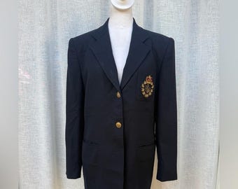 Lauren Ralph Lauren crest navy blazer wool jacket
