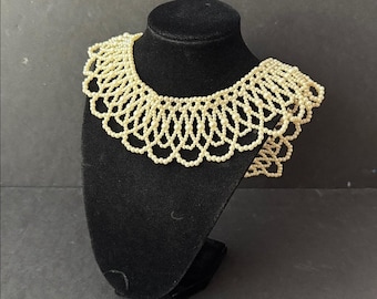 Elegant vintage faux pearl Beaded collar bib lace Necklace