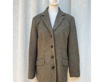 Orvis classic brown and tan herringbone tweed pattern single breasted blazer