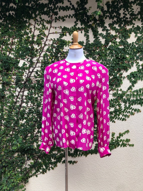 Gloria Sachs New York hot pink/fuchsia heart print