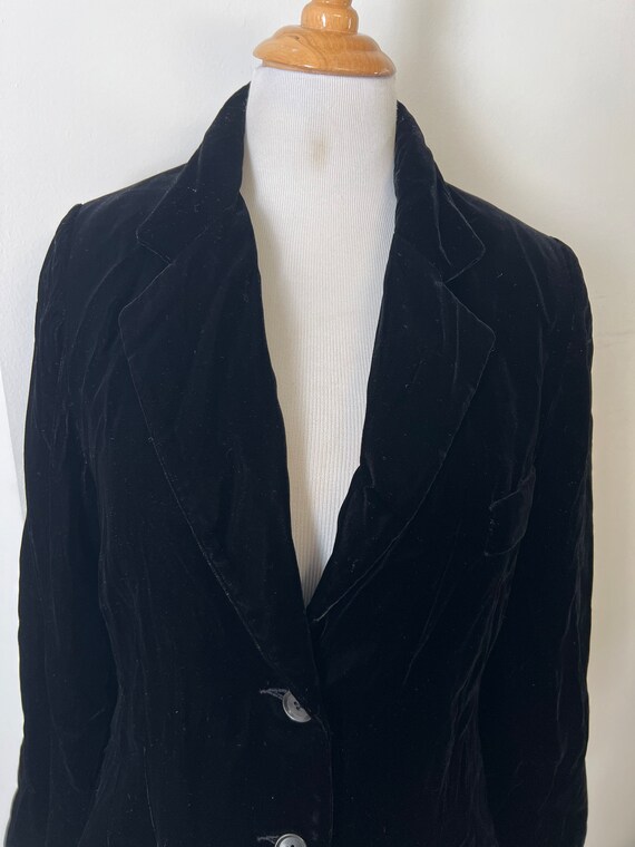 1990s Banana Republic velvet black blazer - image 2