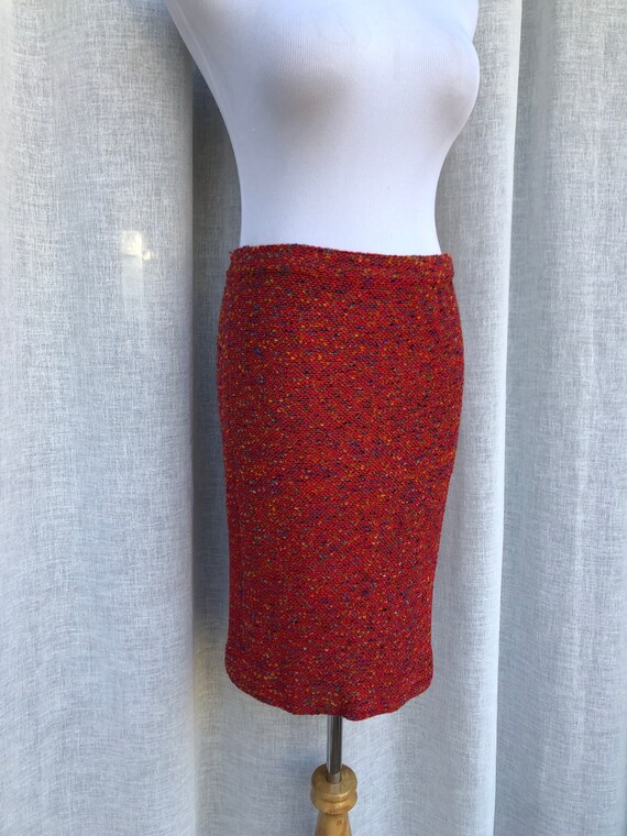 Steve Fabrikant red melange knitted mini skirt - image 2