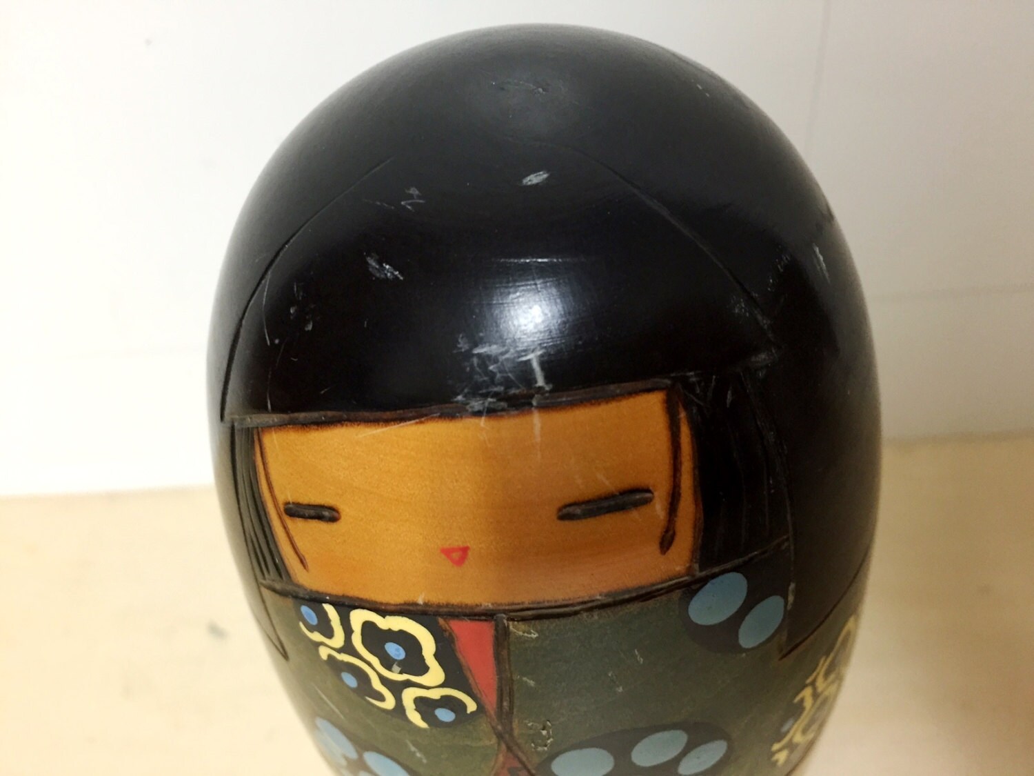 Vintage Japanese Egg Shaped Wooden Kokeshi Doll Etsy 日本
