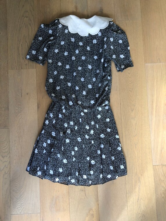 1990's Dave & Johnny black and white floral dress… - image 3