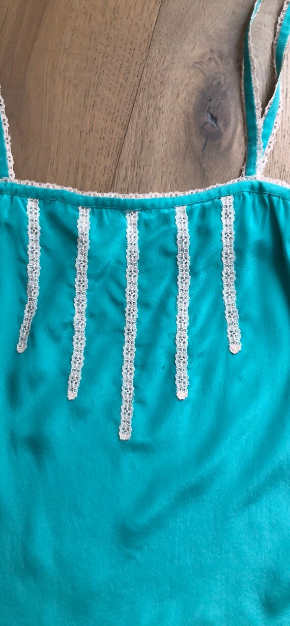 Jack Mulqueen Vintage Turquoise silk chemise top … - image 3