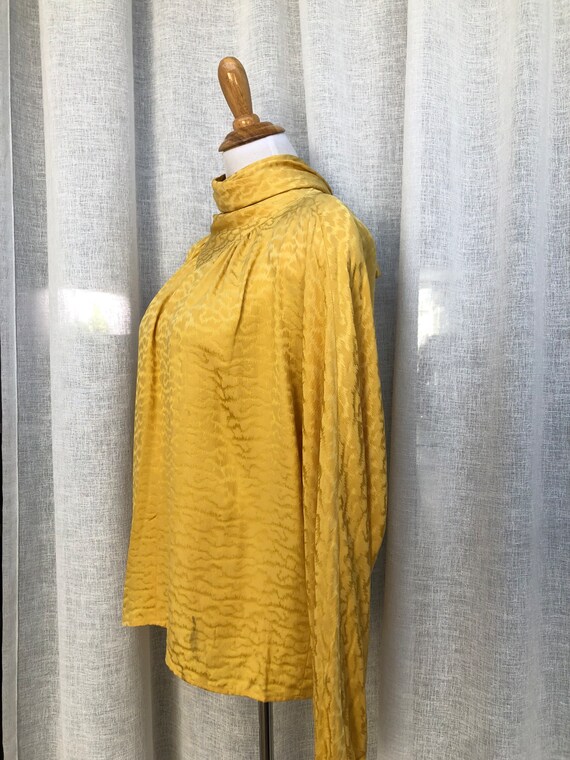 Mustard Yellow brocade silk blouse with bat wings sle… Gem