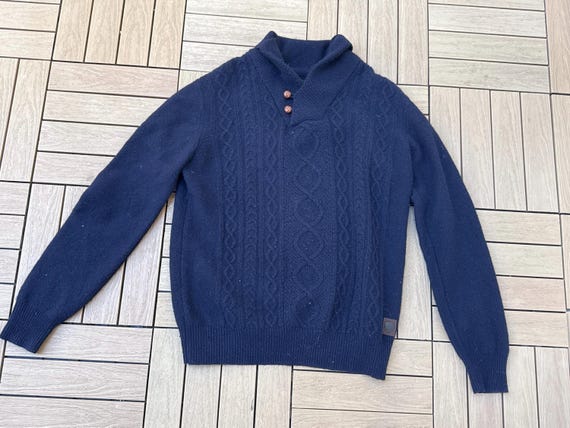 Ben Sherman, Vintage The Original Ben Sherman navy blue wool cable knitted sweater
