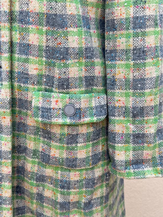 1960 mint green plaid button down single breasted… - image 7