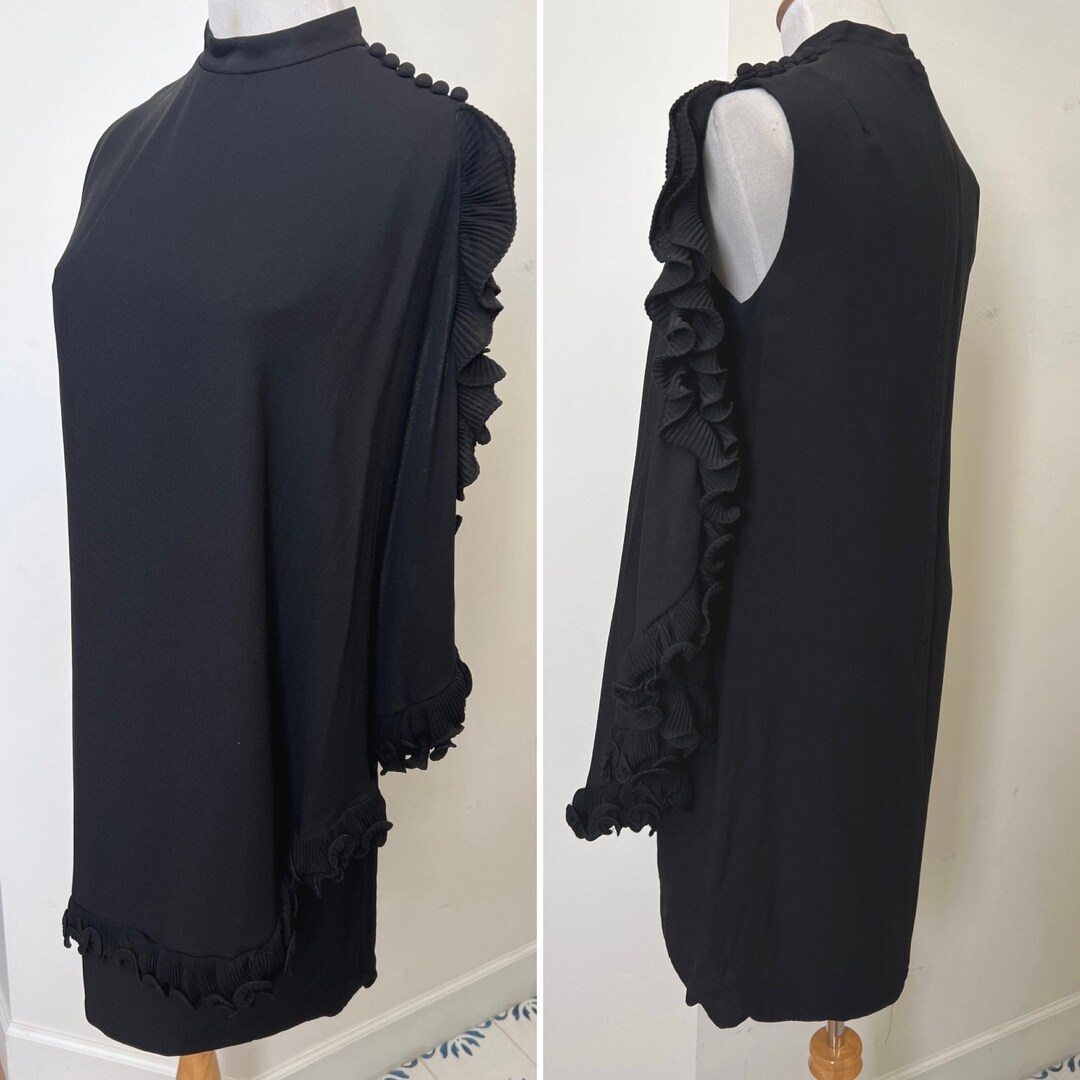1960s Heavy Hand Beaded Black Shift