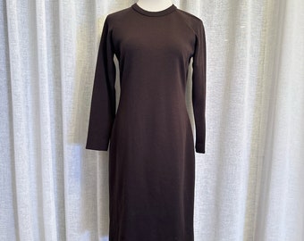 Bill Blass for Saks Fifth Ave Long Sleeve Brown Knit Dress