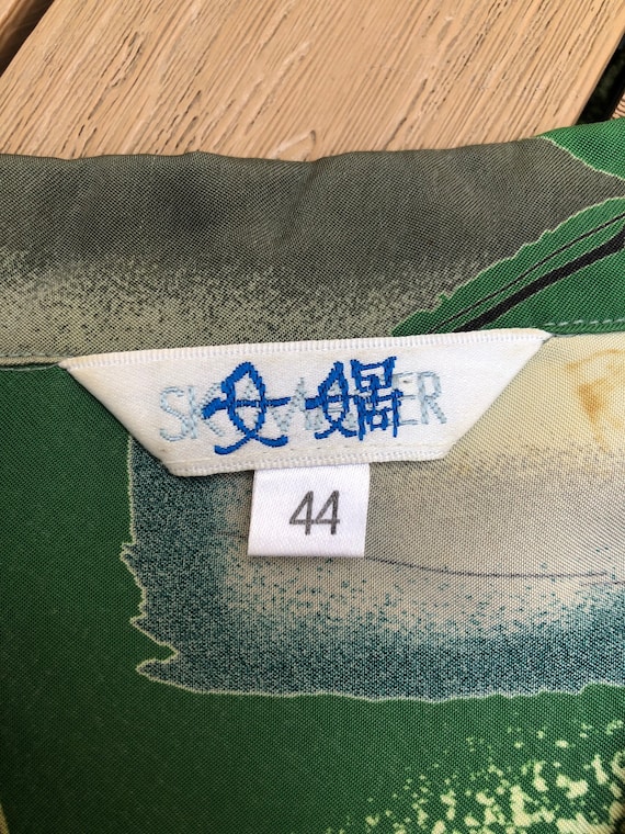 Green viscose abstract pattern blouse Japanese vi… - image 9