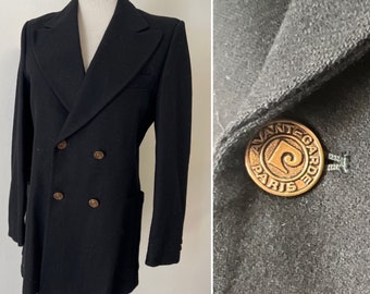 Pierre Cardin Avant-Garde black double breasted wool blazer