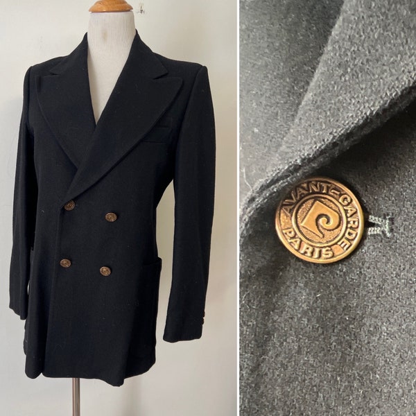 Pierre Cardin Avant-Garde black double breasted wool blazer