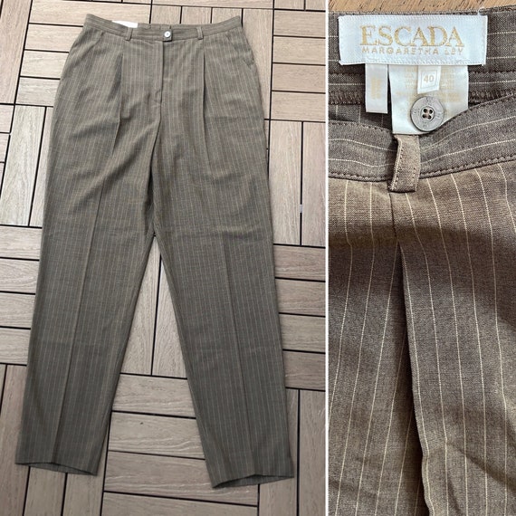 Escada by Margaretha Ley caramel brown pin striped