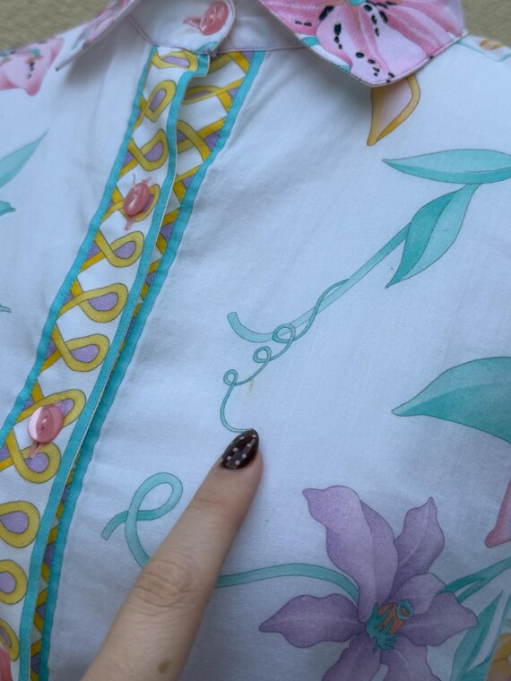 Averardo Bessi floral button down light cotton bl… - image 6