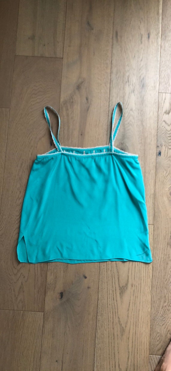 Jack Mulqueen Vintage Turquoise silk chemise top … - image 6