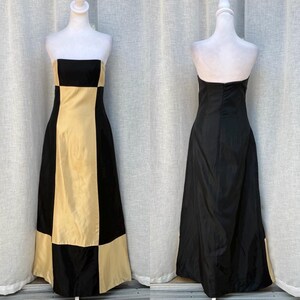 Jessica Mc Clintock Strapless Formal Cream Black Color Block Strapless Gown  Dress - Etsy