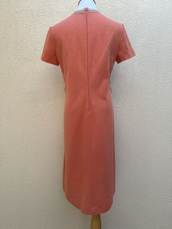 1960’s orange coral Crewneck T-shirt Dress in  Po… - image 4
