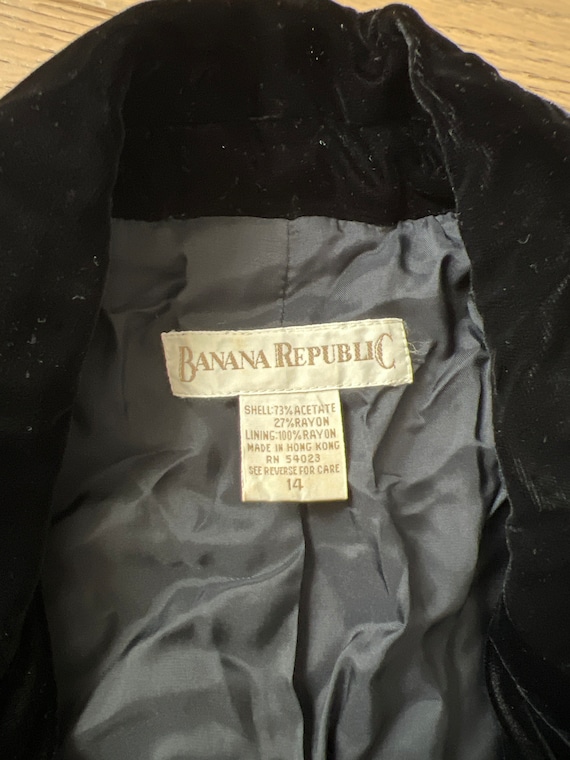 1990s Banana Republic velvet black blazer - image 6