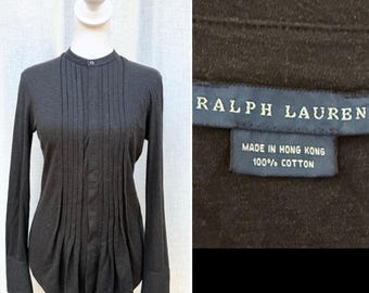 Ralph Lauren black button down blouse cardigan