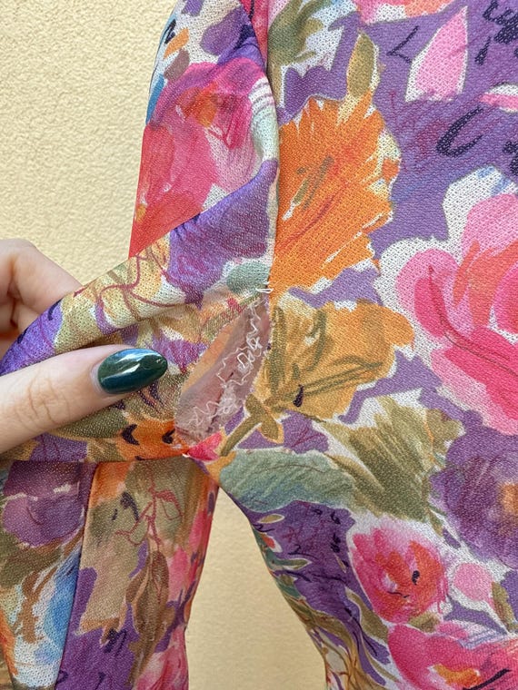 1970 Devon multicolor floral button down collared… - image 4