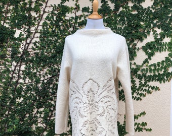 Esteve sitamurt Spain knitted off white cream ivory long sleeve wool sweater