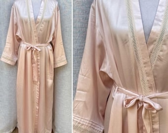 Vintage Oscar de la Renta blush pink satin robe