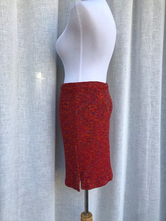 Steve Fabrikant red melange knitted mini skirt - image 3