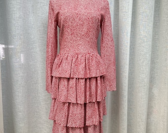 CD de Christian Dior Robes du Jour for Neiman Marcus Red & White Polka Dot Ruffle Skirt Dress