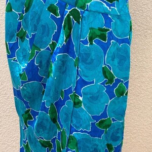 Vintage Adrianna Papell blue and green floral silk brocade dress image 7