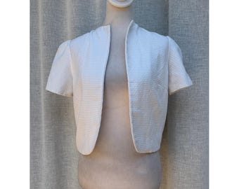 1970's Lily Pulitzer white textured knit cropped cardigan jacket