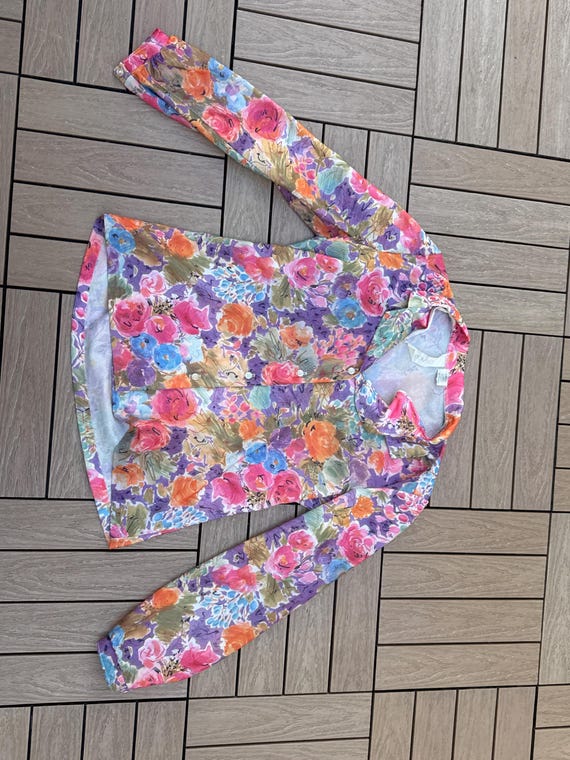 1970 Devon multicolor floral button down collared… - image 6