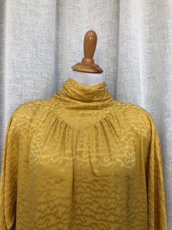 Mustard Yellow brocade silk blouse with bat wings sle… Gem
