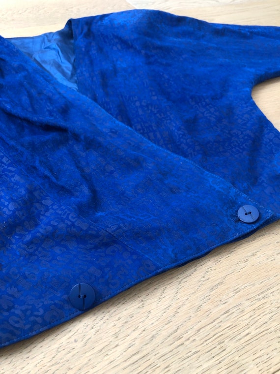 Denim in Pelle vintage Italian royal blue embosse… - image 6