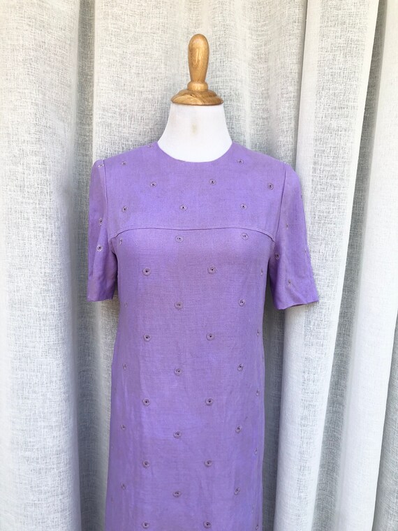 Vintage purple lilac lavender embroidered linen b… - image 4