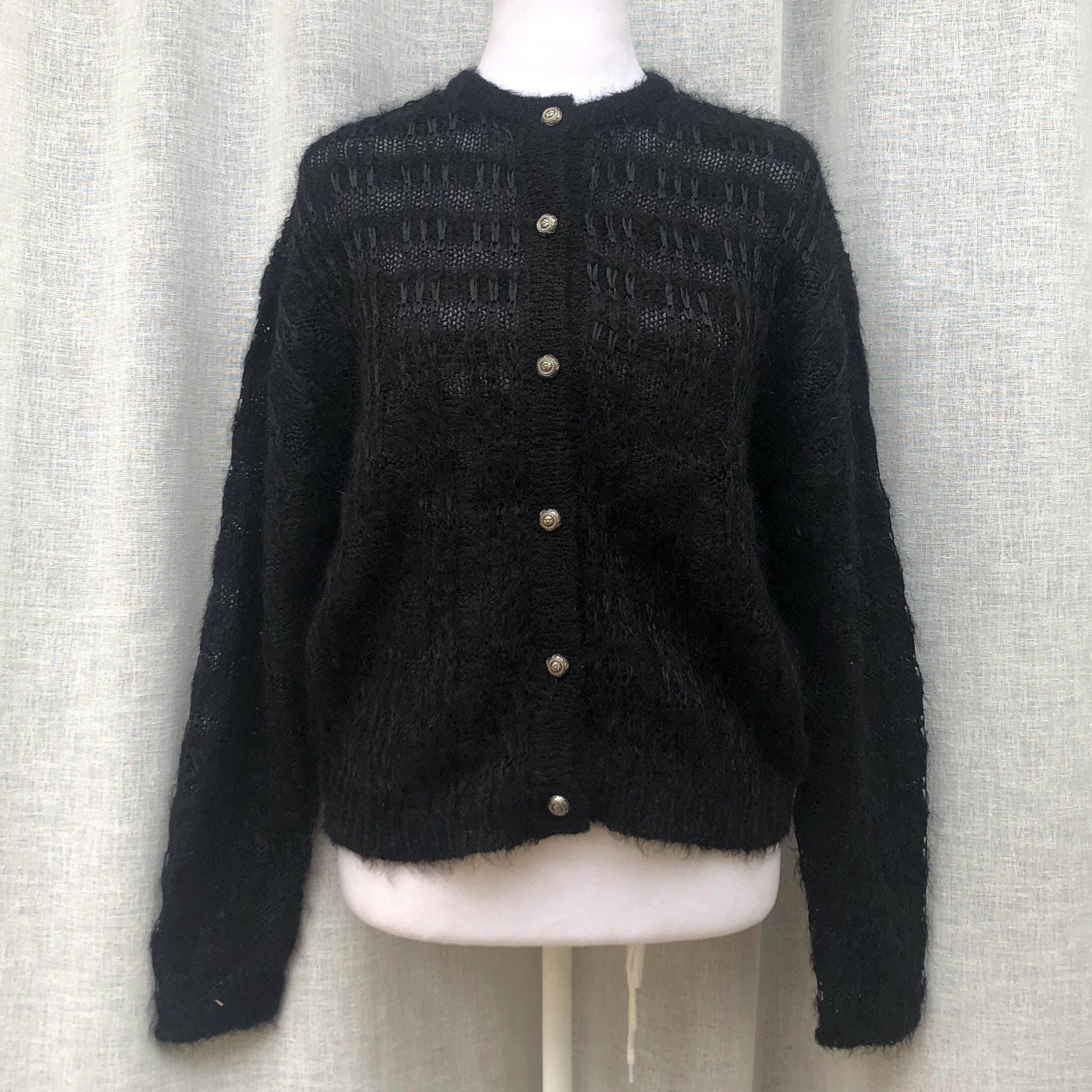 Wako Japan button down black knitted sweater cardigan